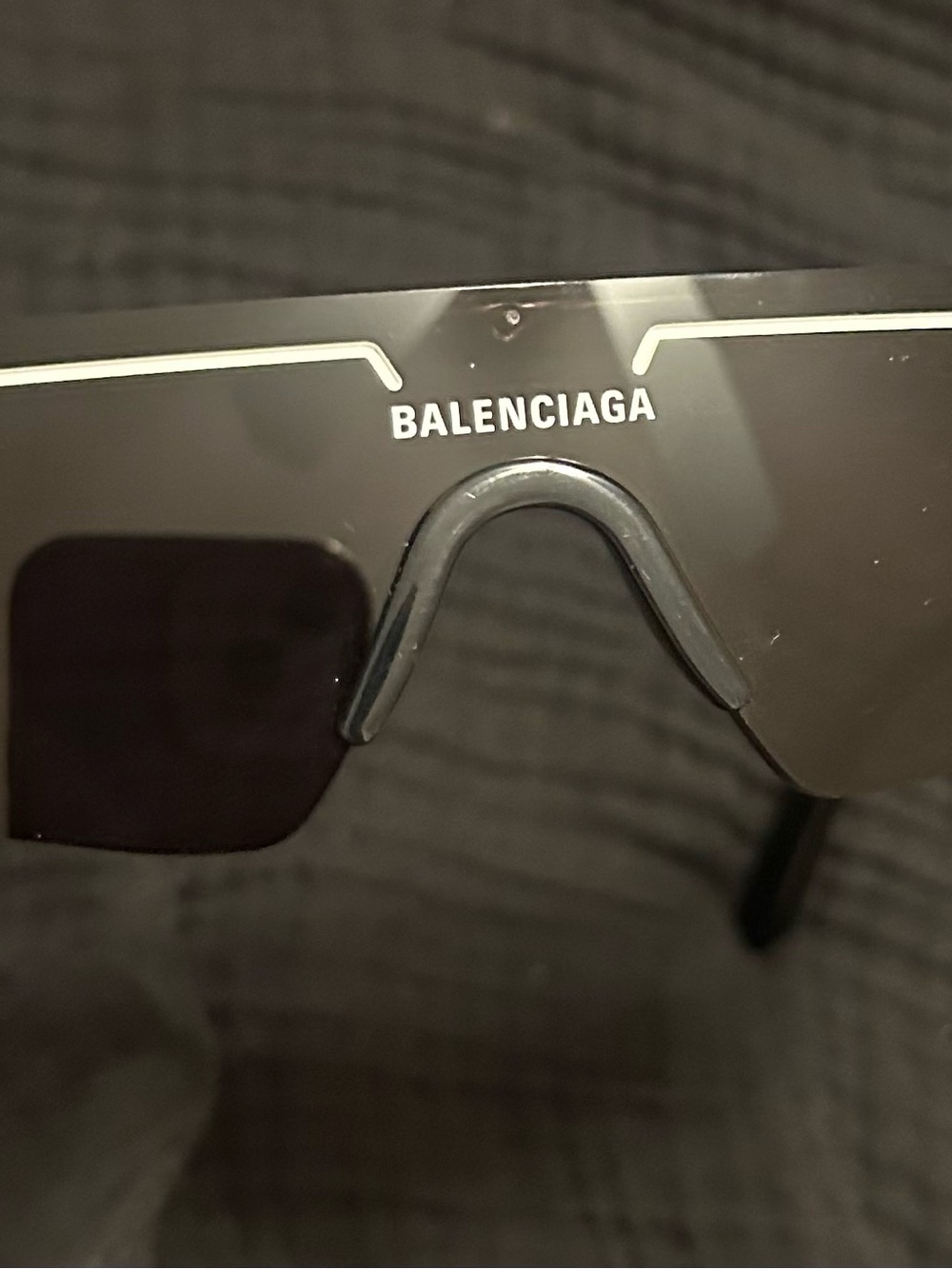 Balenciaga Black Shield Sunglasses with White Accent - Picture 2 of 5